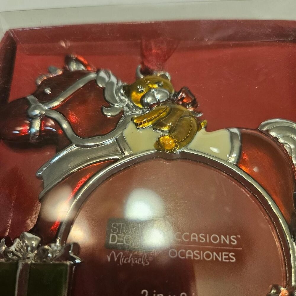 Brand New Baby’s first Christmas Rocking Horse ornament.  Holds 2" x 2" picture - Picture 3 of 3